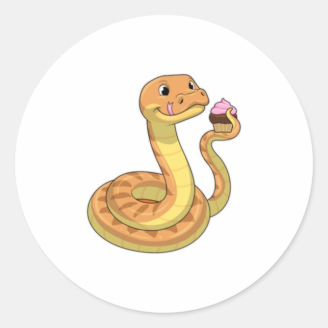 Sticker Rond Serpent avec muffin (Devant)