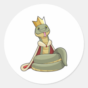 Sticker Rond Serpent comme roi avec Couronne