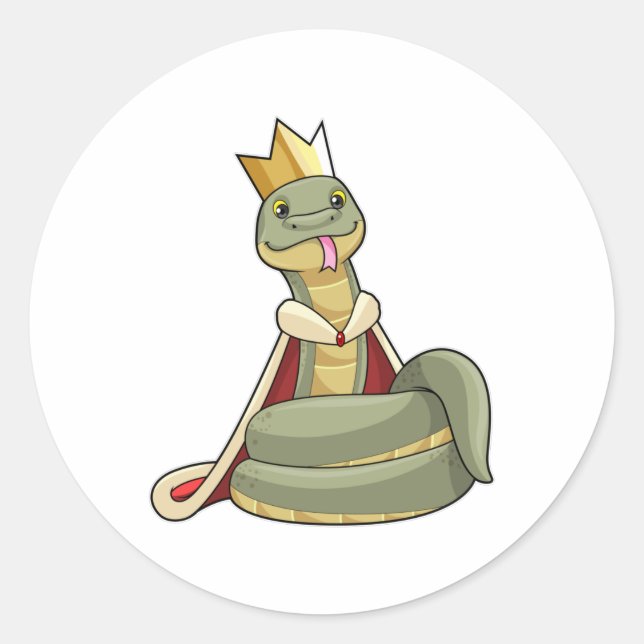 Sticker Rond Serpent comme roi avec Couronne (Devant)