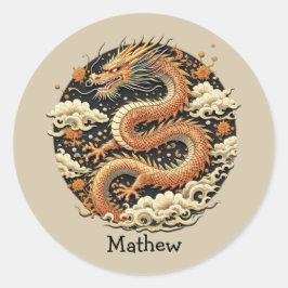 Sticker Rond Serpent d'or