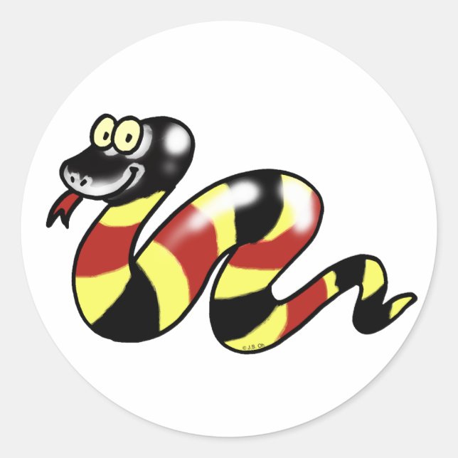 Sticker Rond Serpent drôle (Devant)