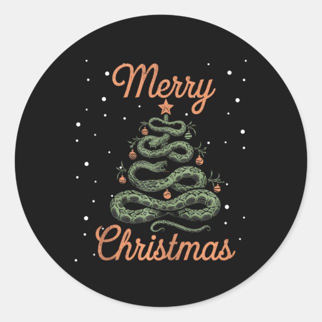 Sticker Rond Serpent Noël Arbre de Noël Joyeux Christ (Devant)
