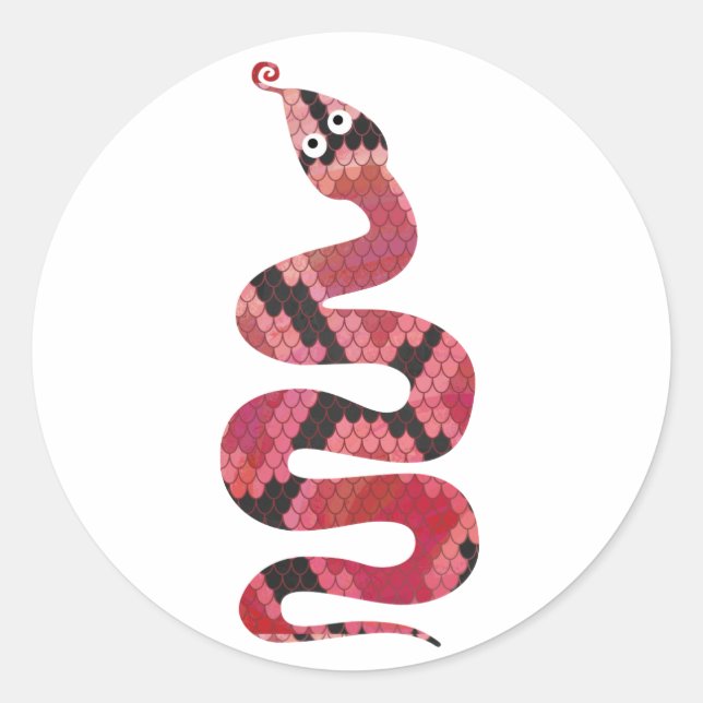 Sticker Rond Serpent noir et rouge Silhouette (Devant)