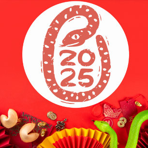 Sticker Rond Serpent rouge peint à la main 2025
