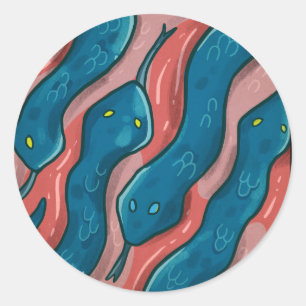 Sticker Rond Serpent sinueux - Illustration de motif animal