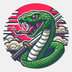 Sticker Rond Serpent vert