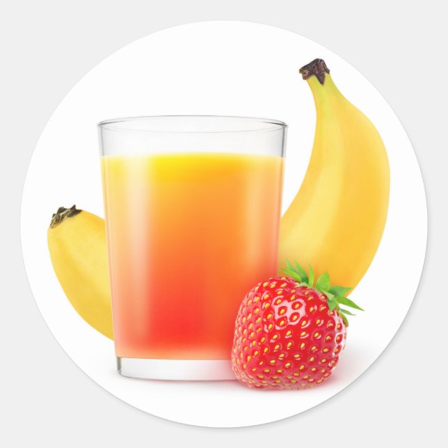 Sticker Rond Serrage de banane fraise (Devant)