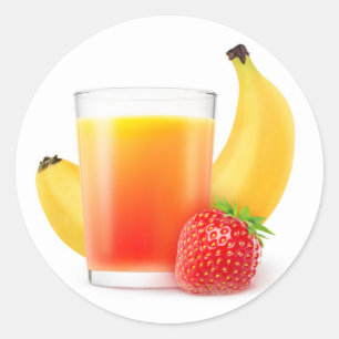 Sticker Rond Serrage de banane fraise