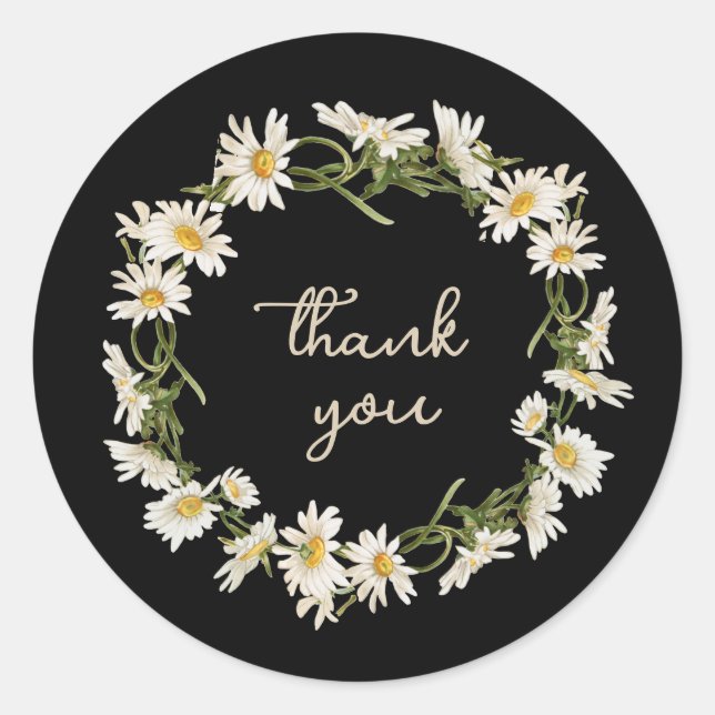 Sticker Rond Serre de marguerite avec message personnalisé (Devant)