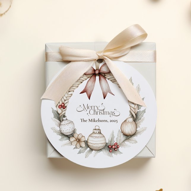 Sticker Rond Serre de Noël bleu rustique (Créateur téléchargé)