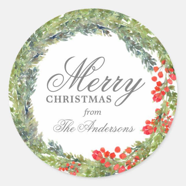 Sticker Rond Serre de Noël Joyeux personnalisée (Devant)
