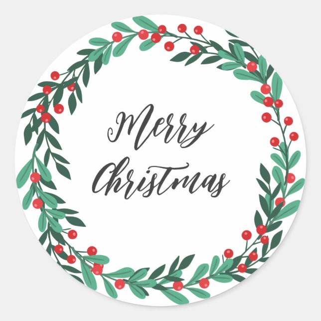 Sticker Rond Serre de Noël personnalisée Joyeux Noël (Devant)