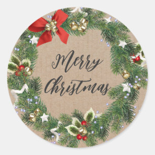 Sticker Rond Serre de Noël personnalisée Joyeux Noël Cla