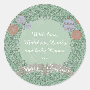 Sticker Rond Serre de Noël Vintage Personnalisée