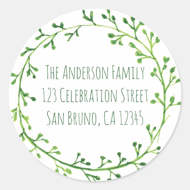 Sticker Rond Serre feuillue verte (Devant)