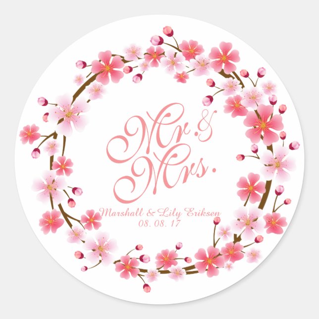 Sticker Rond Serre personnalisée en fleur de cerisier | Sceau à (Devant)