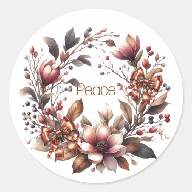 Sticker Rond Serre Rustique Magnolia Cuivre Bow (Devant)