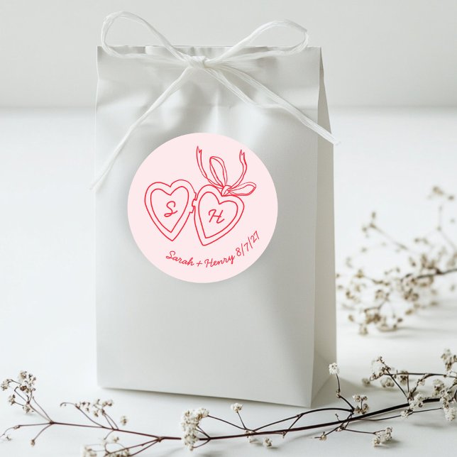 Sticker Rond Serrure de coeur Whimsical Doodle Croquis moderne  (Whimsical Heart Locket Doodle Sketch Modern CUSTOM Classic Round Sticker
)