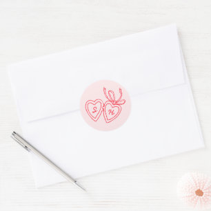 Sticker Rond Serrure de coeur Whimsical Doodle Croquis moderne 