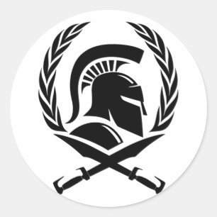 Sticker Rond Serrure et épée du casque spartiate