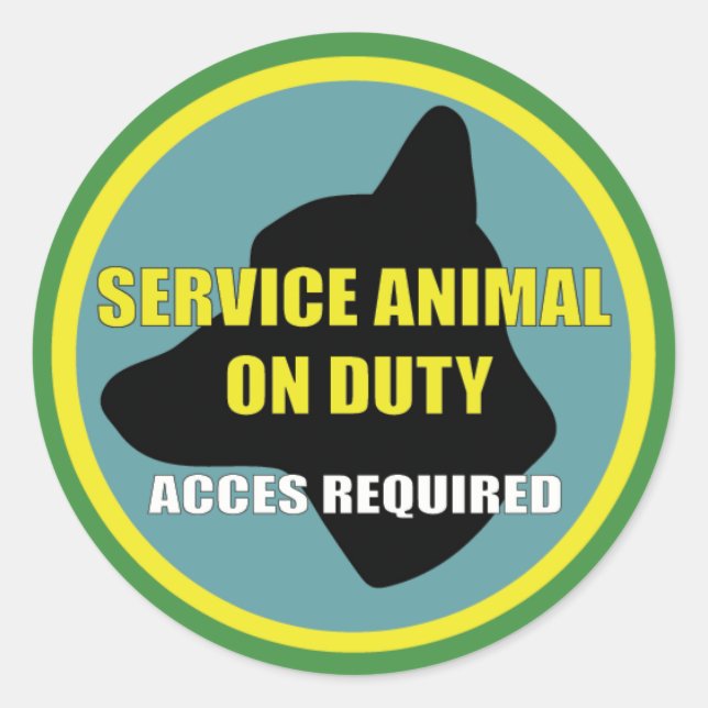 STICKER ROND SERVICE ANIMAL OD DUTY CHIEN (Devant)