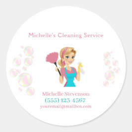 Sticker Rond Service De Nettoyage Des Parties scintillant Roses
