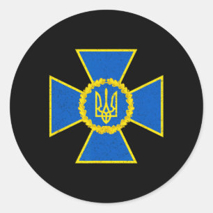 Sticker Rond Service de sécurité d'Ukraine Emblème Sbu Drapeau