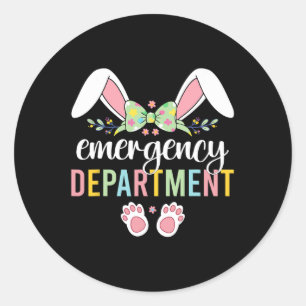 Sticker Rond Service D'Urgence Bunny Salle D'Urgence Er Infirmi