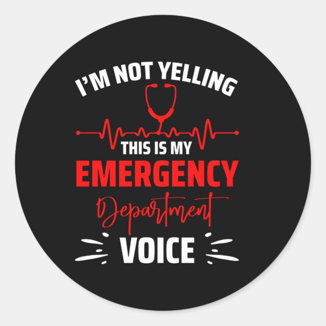 Sticker Rond Service D'Urgence De L'Infirmière D'Urgence (Devant)