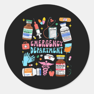 Sticker Rond Service d'urgence Rétro Salle d'urgence Er Ed Nu