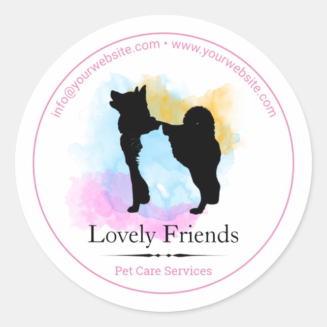 Sticker Rond Services de soins pour animaux de compagnie/ Servi (Devant)