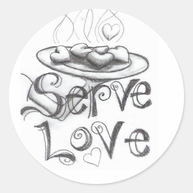 Sticker Rond servir l'amour (Devant)
