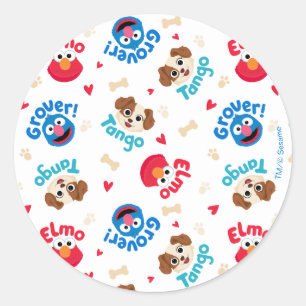 Sticker Rond Sesame Street   Tango, Elmo et Grover