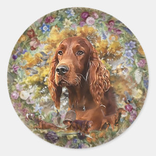 Sticker Rond Setter irlandais - Oiseau Dog Ultimate Upland