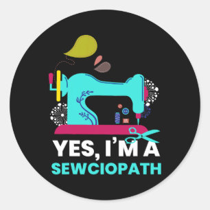 Sticker Rond Sewciopath I coudre Aiguille Broderie Tailor