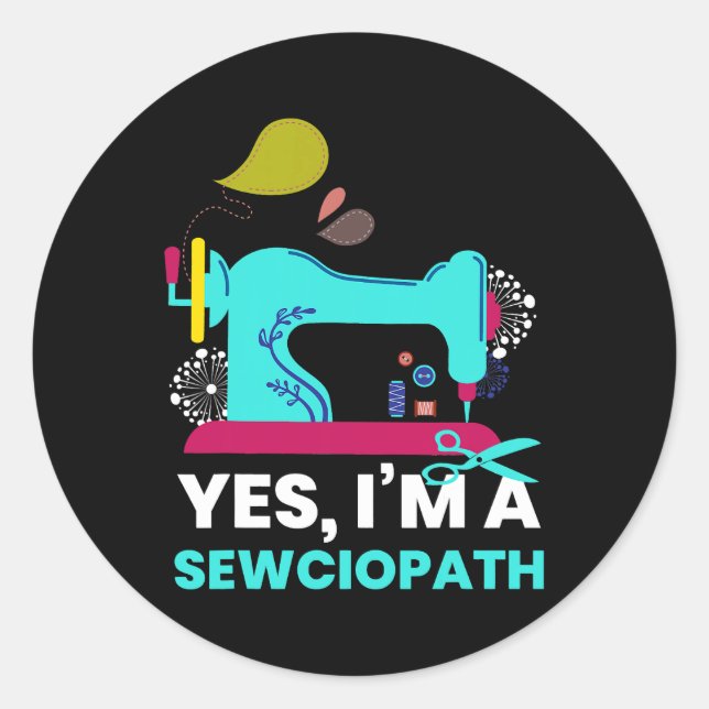 Sticker Rond Sewciopath I coudre Aiguille Broderie Tailor (Devant)