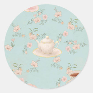 Sticker Rond Shabby chic Tea Party