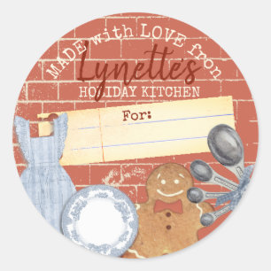 Sticker Rond Shabby Noël pain d'épices homme vacances cuisine