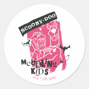 Sticker Rond Shaggy and Scooby Doo Meddling Kids Punk Outline