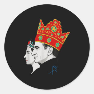 Sticker Rond Shah et Farah Pahlavi Javid Shah