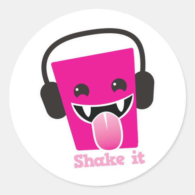 Sticker Rond Shake it kawaii DJ (Devant)