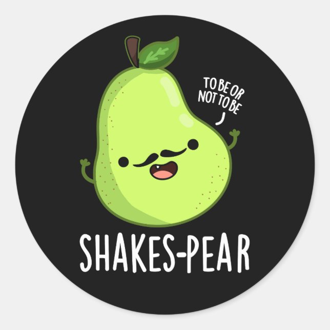 Sticker Rond Shakes pear Funny Pear Fruit Pun Dark BG (Devant)