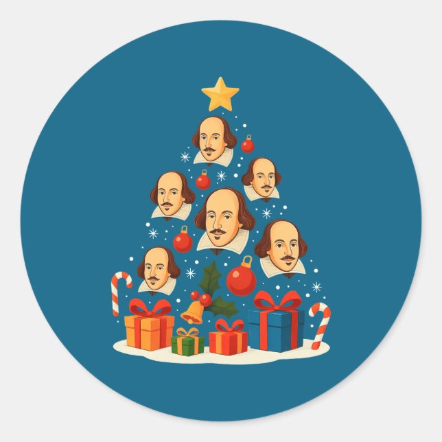 Sticker Rond Shakespeare English Literature Christmas Tree Xmas (Devant)