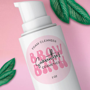 Sticker Rond Shampooing rose esthétique rétro Brow Eyebros