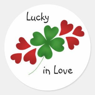 Sticker Rond Shamrock avec des coeurs