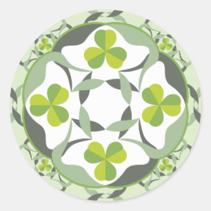 Sticker Rond Shamrock Celtic Inspiré Motif Saint Patrick’s Day