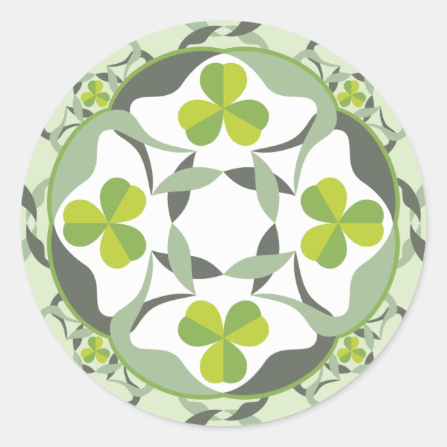 Sticker Rond Shamrock Celtic Inspiré Motif Saint Patrick’s Day (Devant)