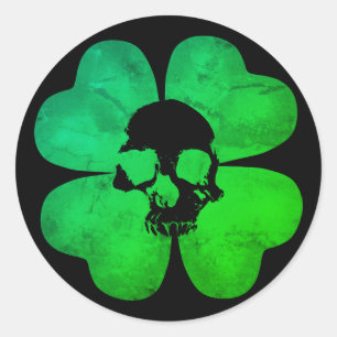 Sticker Rond shamrock crâne éffrayant