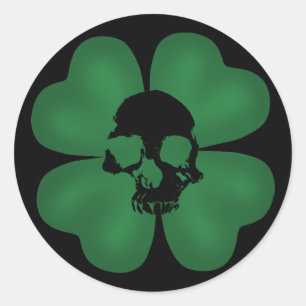 Sticker Rond shamrock crâne éffrayant