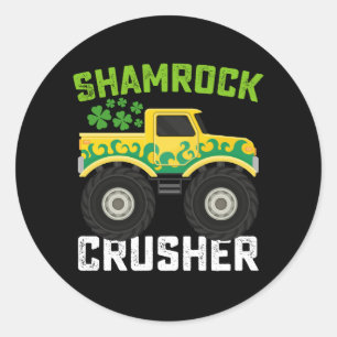 Sticker Rond Shamrock Croiseur Monster Camion St Patrick's Day